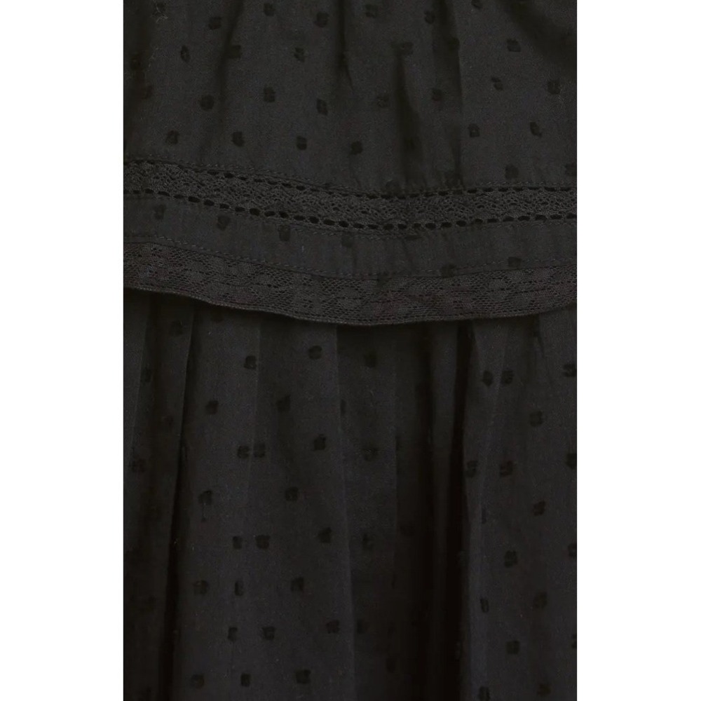LoveShackFancy Natasha Ruffle Tiered Minidress Black Cotton Eyelet Size L - Picture 7 of 16